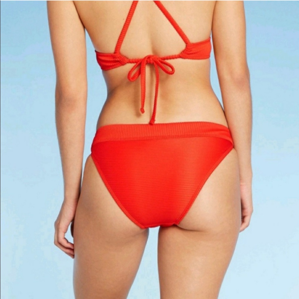 Xhilaration Red Rib Cheeky Bottom Large - Picture 3 of 7